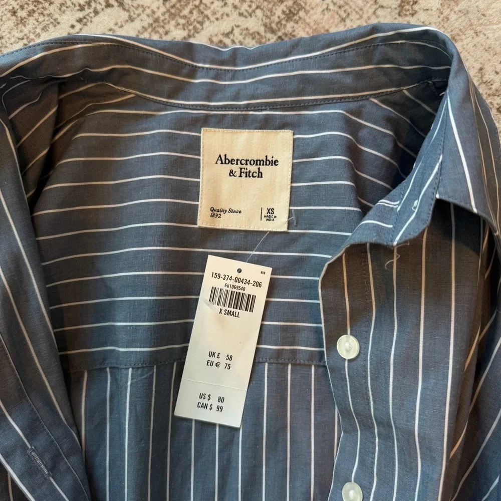 NWT Abercrombie Fitted Long-Sleeve Mini Shirt Dress - Picture 5 of 5